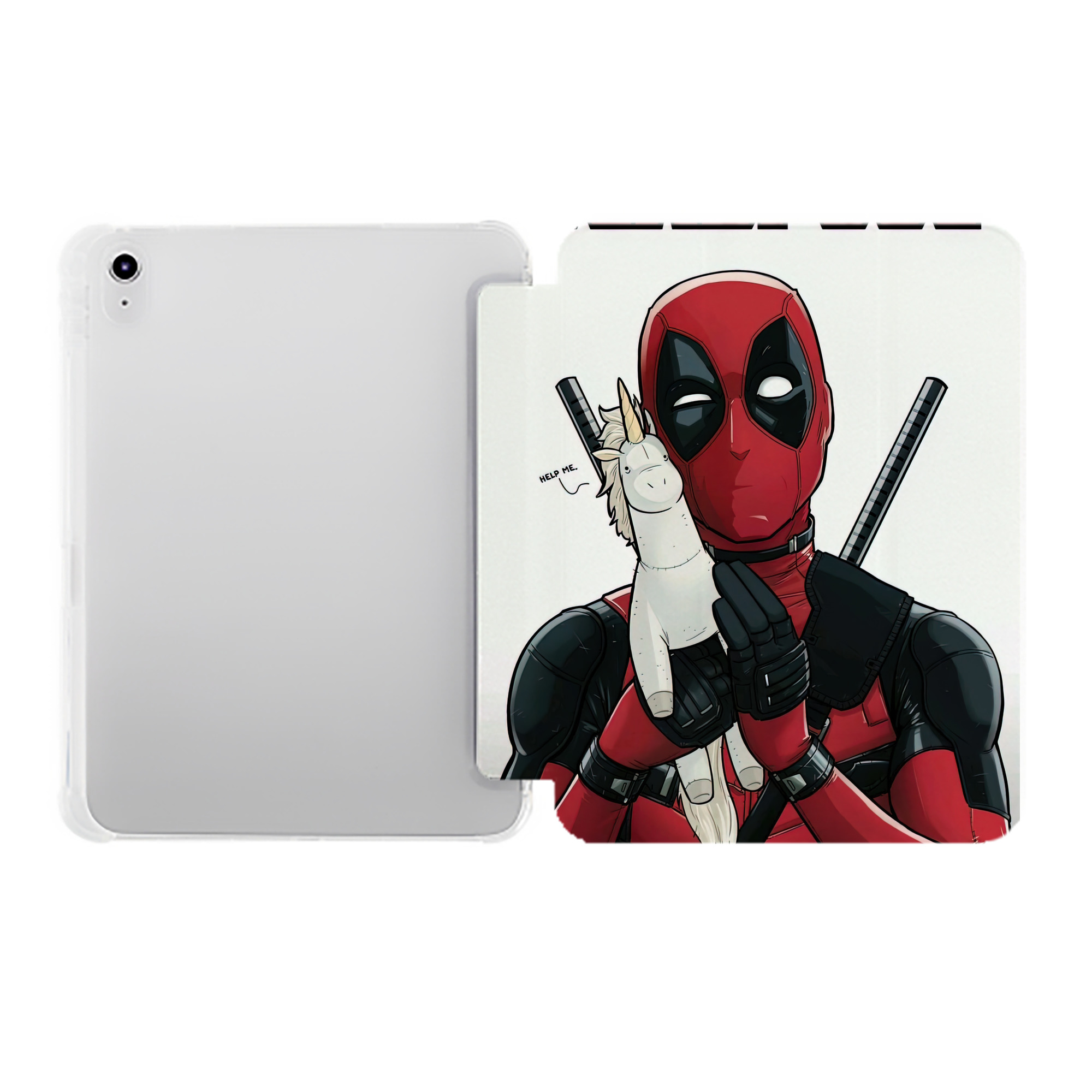 （画像用） Deadpool デッドプール IPad ケース ペン収納付き 三つ折りスタンド PUレザー×シリコン 対応機種9.5/10.5/10.9インチ